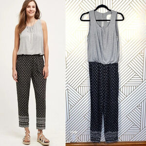 Anthropologie Hei Hei Rhodes Jumpsuit Sleeveless Printed Gray Black Size‎ Small